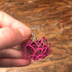 Pink lotus flower earrings
